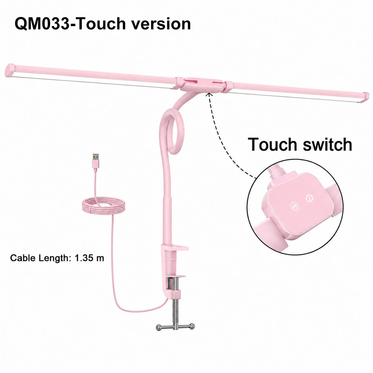 DUMILOO Dual LED Desk Lamp Clip On Dimmable Reading Light