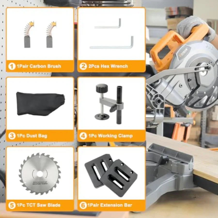 SHXI 12.5A Sliding Compound Miter Saw With Laser For Wood And Metal