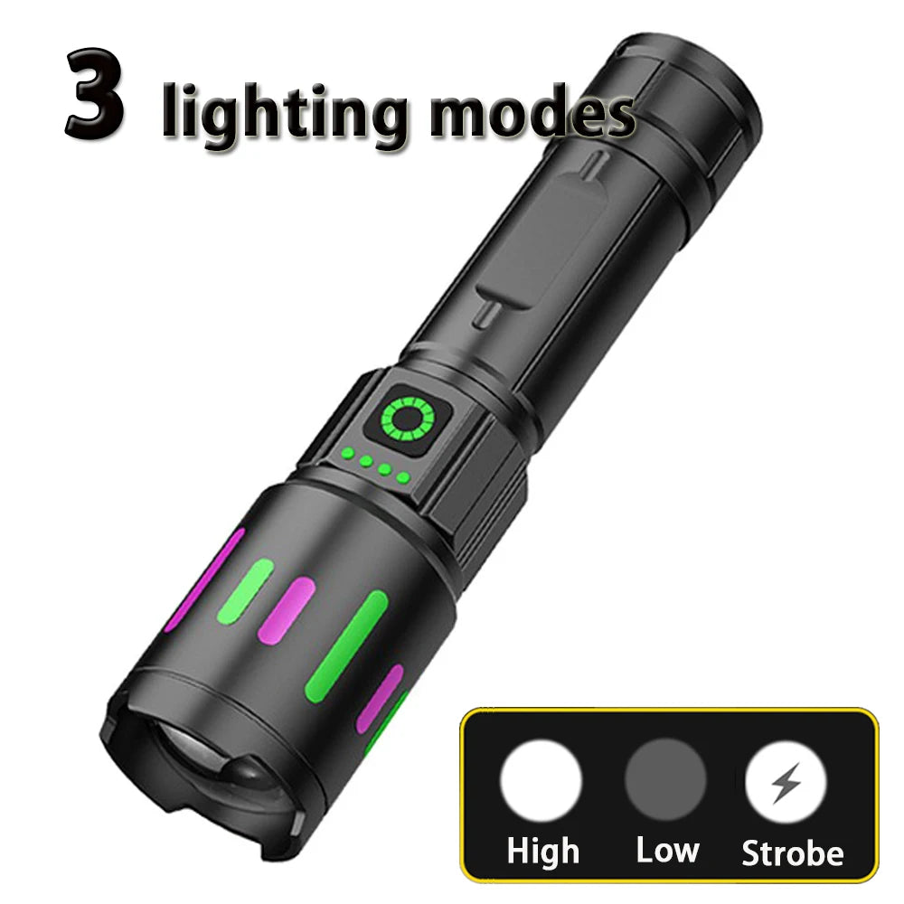 S615 Rechargeable Zoomable LED Flashlight for Outdoor Camping Hiking