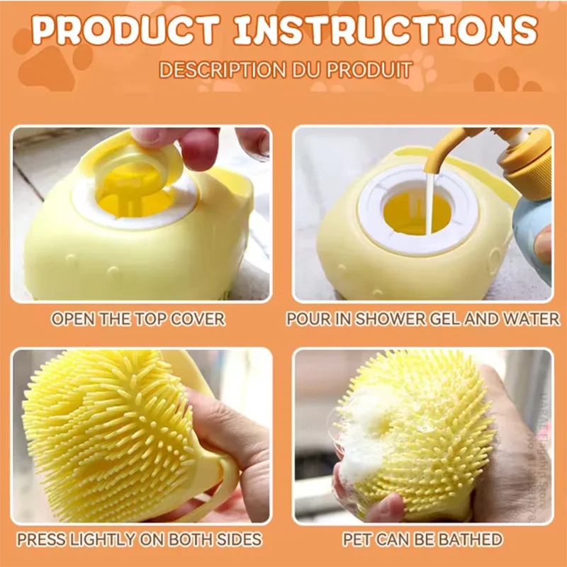 LISM Bath Massage Brush For Pets Silicone Grooming Tools