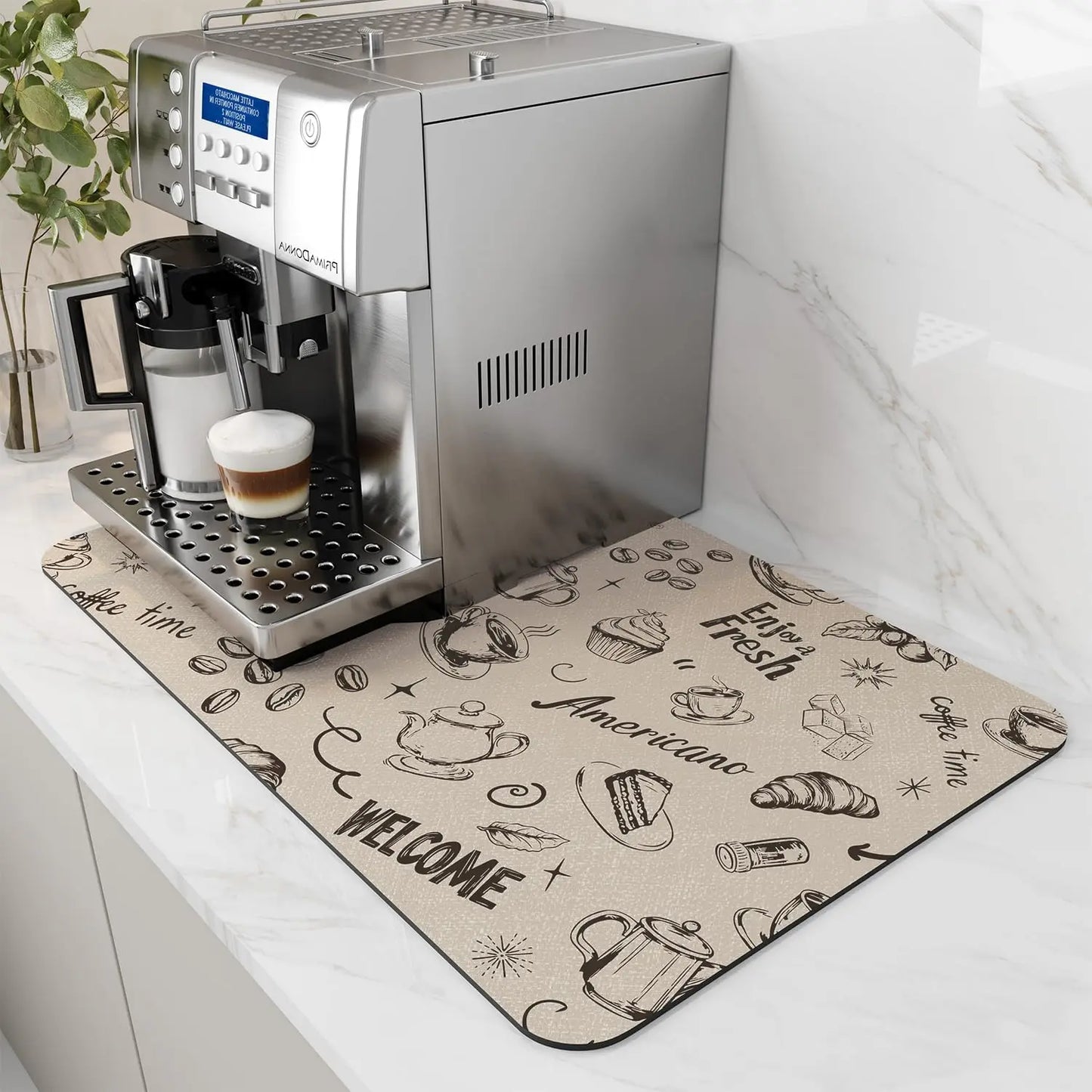 Water-Absorbent Dish Drying Mat With Rubber Backing For Kitchen