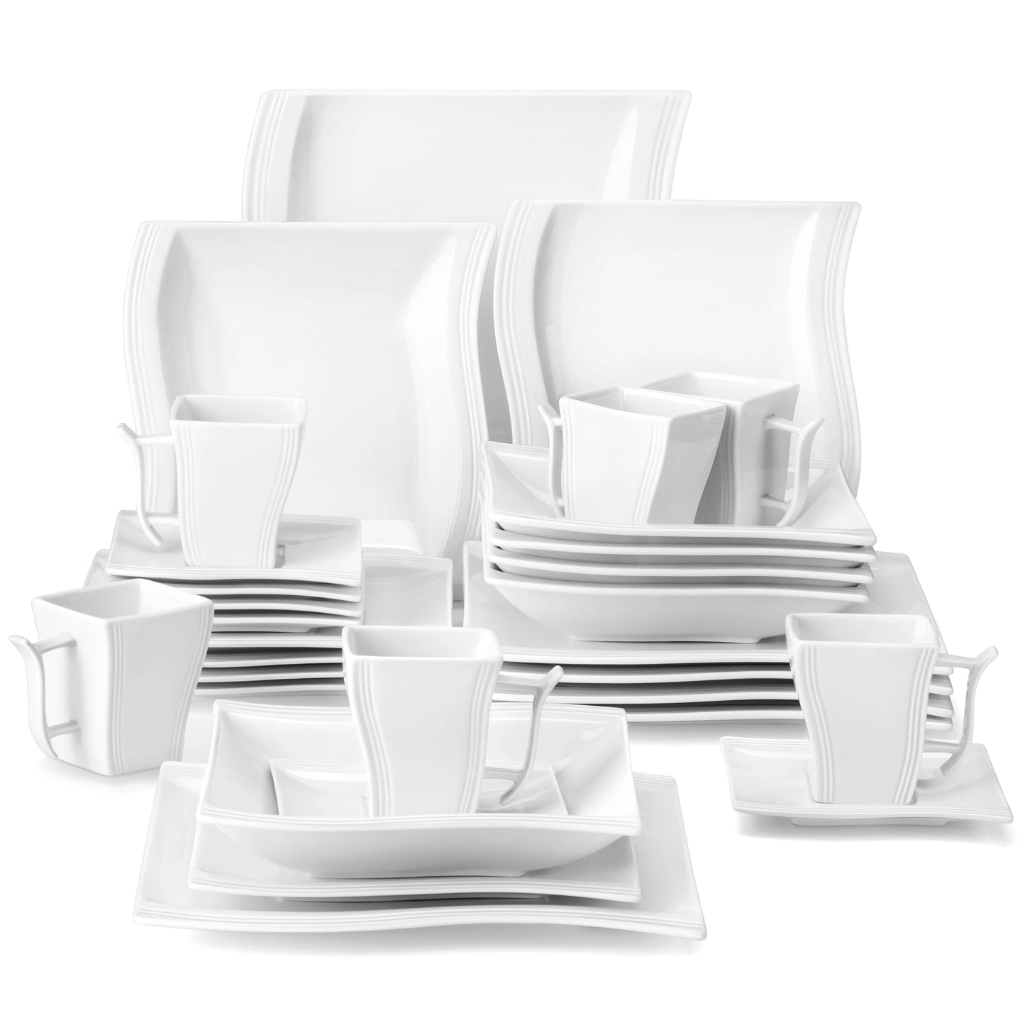 MALACASA Porcelain Dinnerware Set for Everyday Use