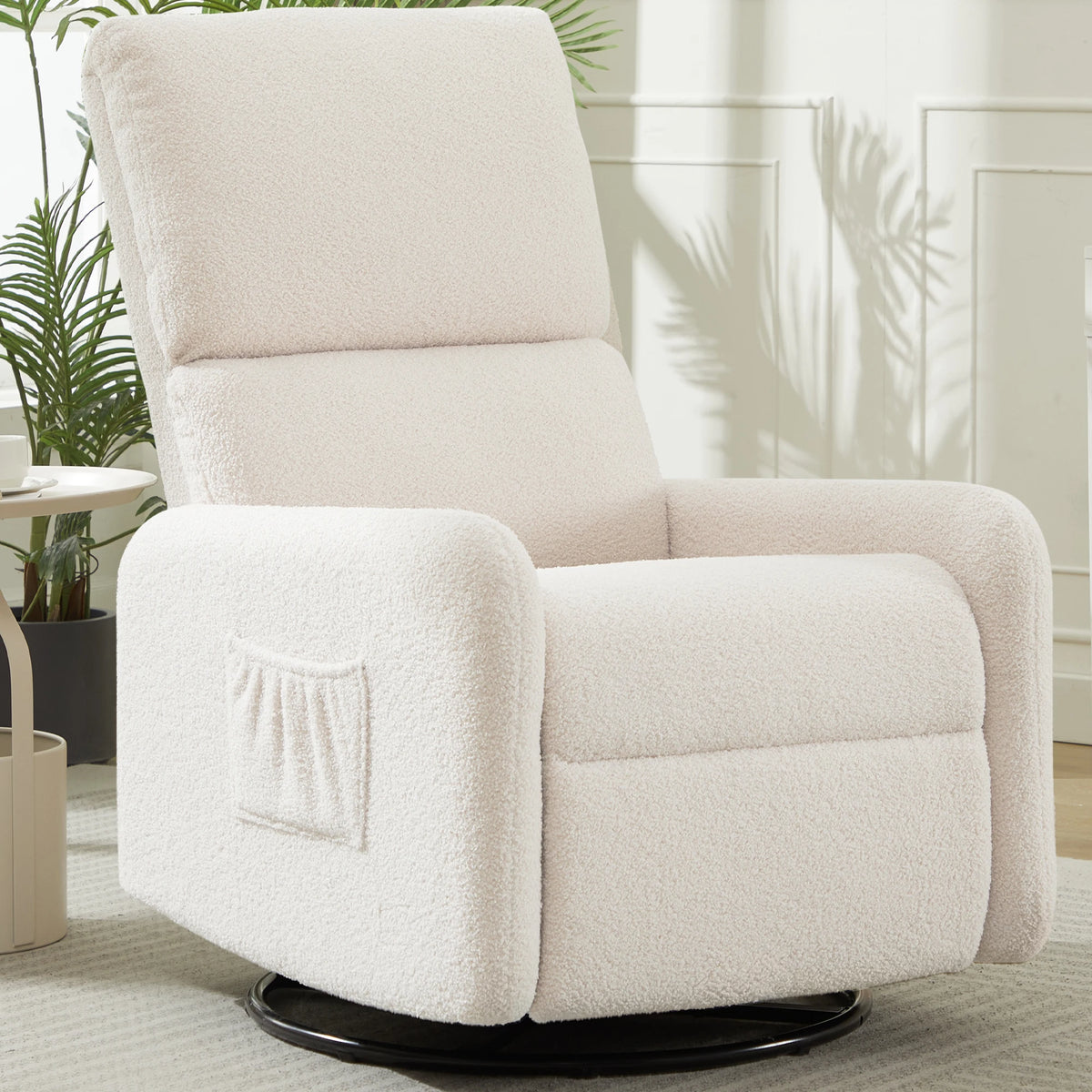 Korser Sherpa 360 Degree Swivel Glider Chair, Rocking Armchair with Side Pocket, Compact Furniture for Small Spaces Living Room