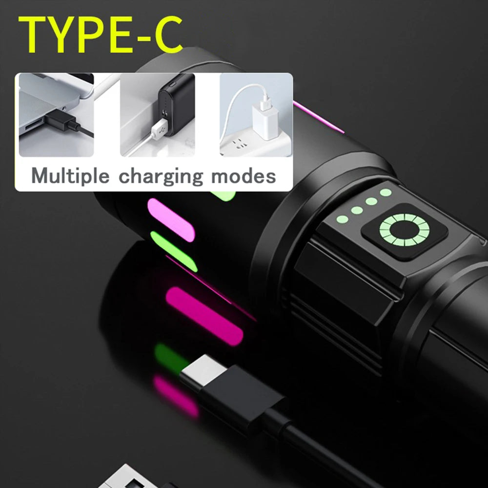 S615 Rechargeable Zoomable LED Flashlight for Outdoor Camping Hiking