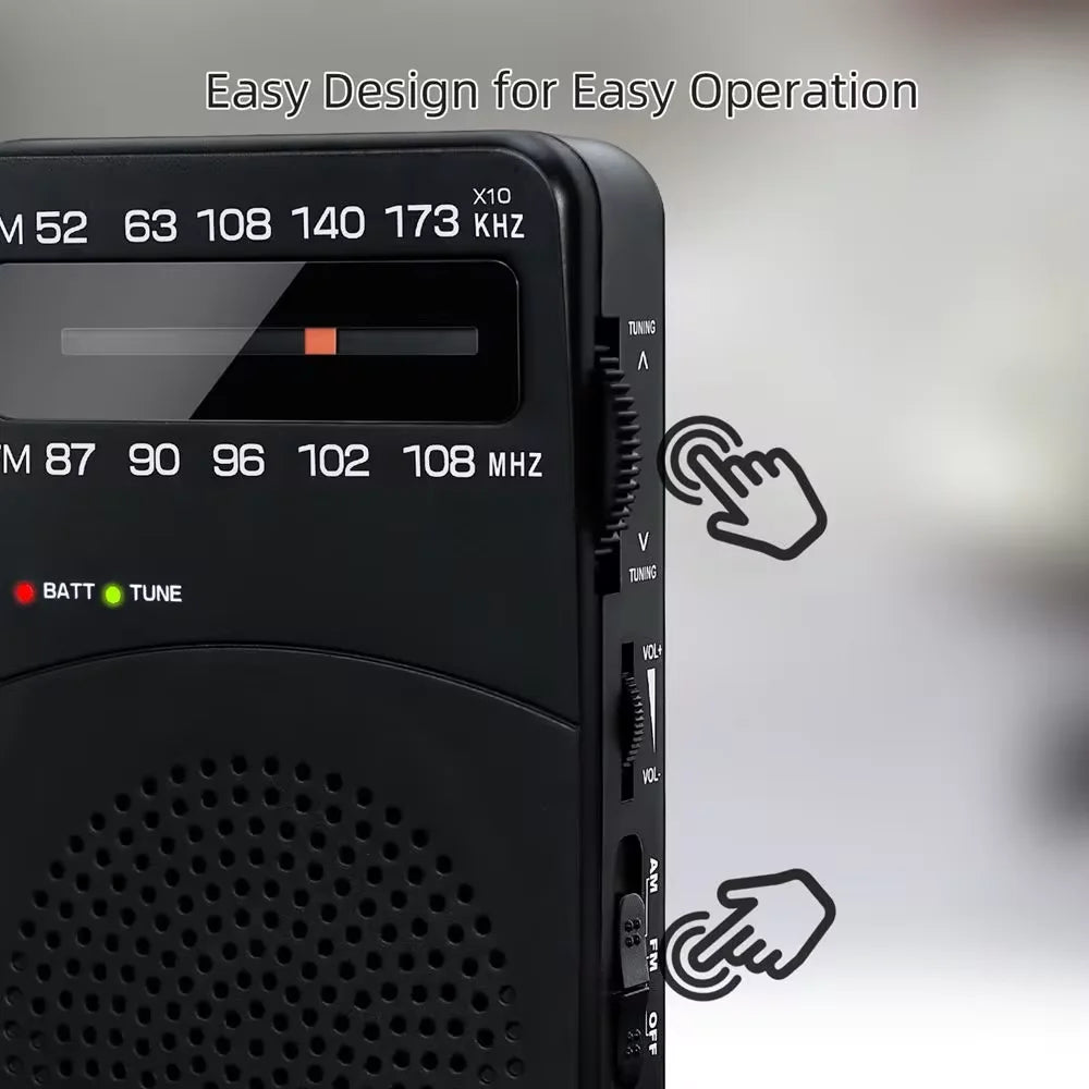 PRUNUS J-166 Portable AM FM Radio With Tuning Light