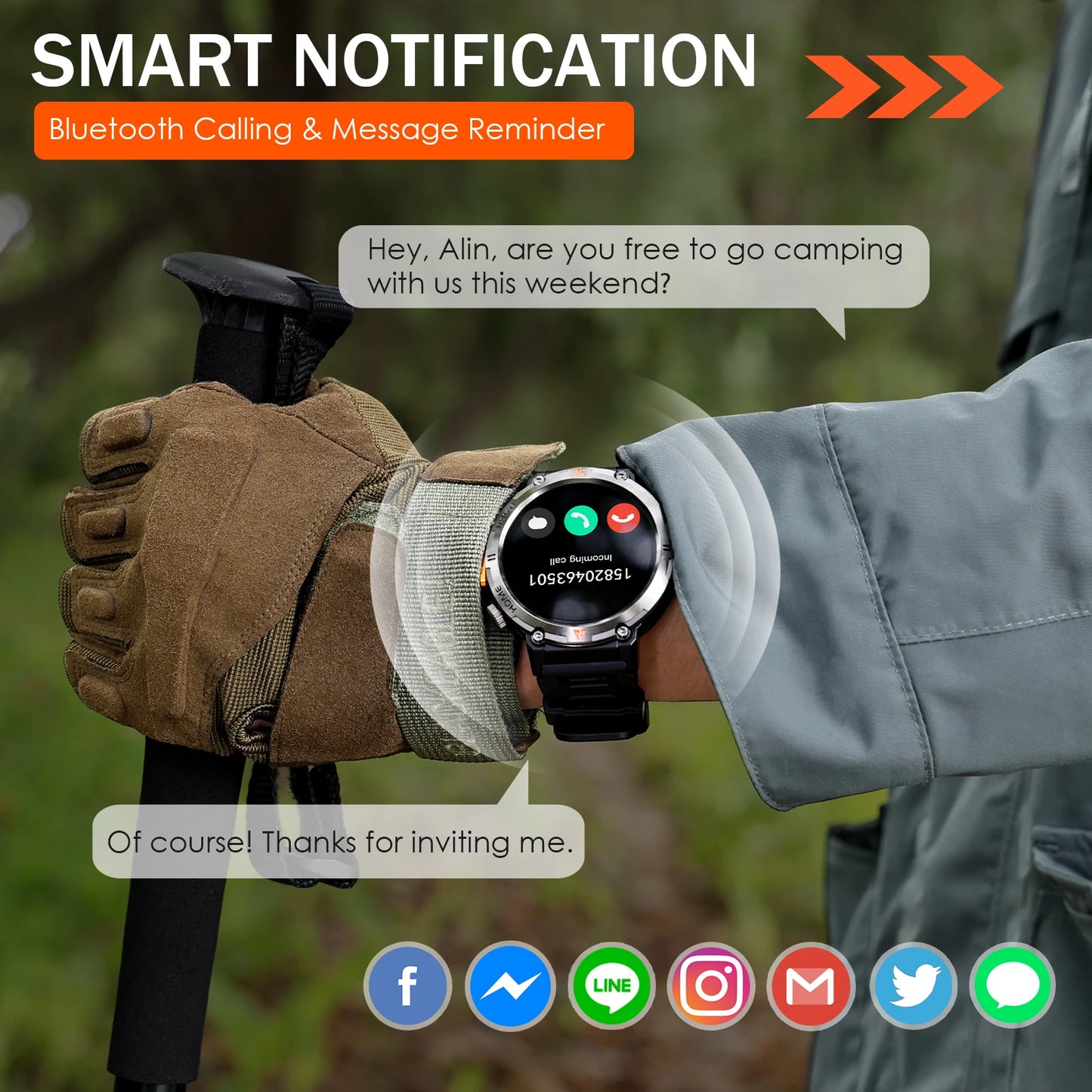 EIGIIS KE3 Smartwatch Bluetooth Call With Heart Rate Monitor