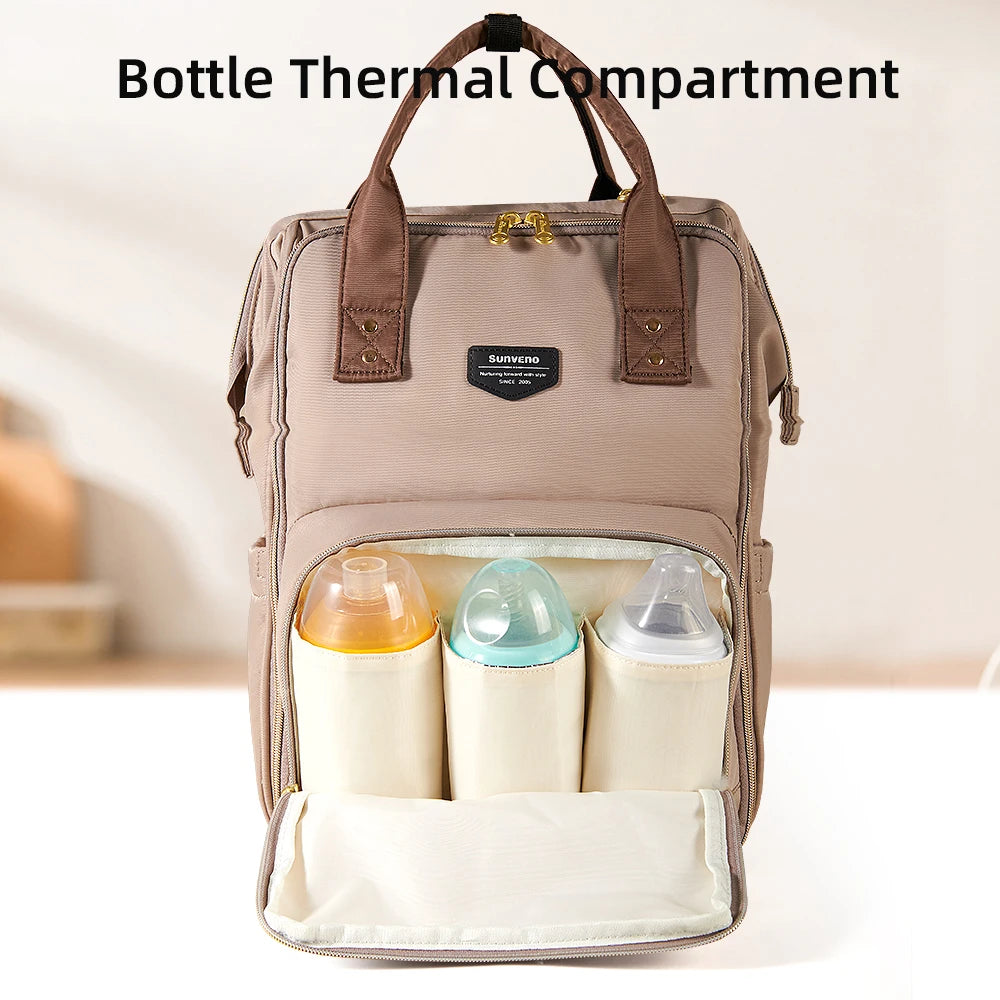 Sunveno High Capacity Waterproof Diaper Backpack Travel Mommy Bag