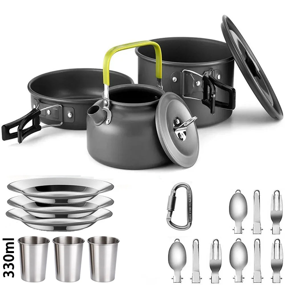 LISM Camping Cookware Set Teapot For 2-3 People Nonstick Pots