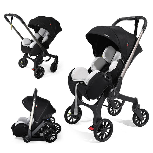 Stroller with 4 heels - metal frame and comfortable fabric, Foldable and easy to transport.