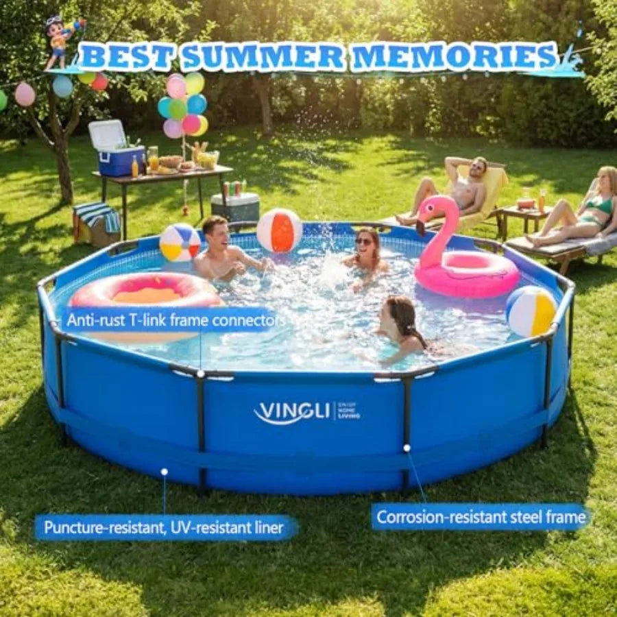Eco Friendly Portable Round Above Ground Pool With Metal Frame