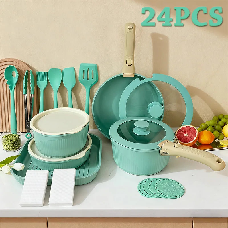 Pots And Pans Set Nonstick Detachable Handle Induction Oven Safe