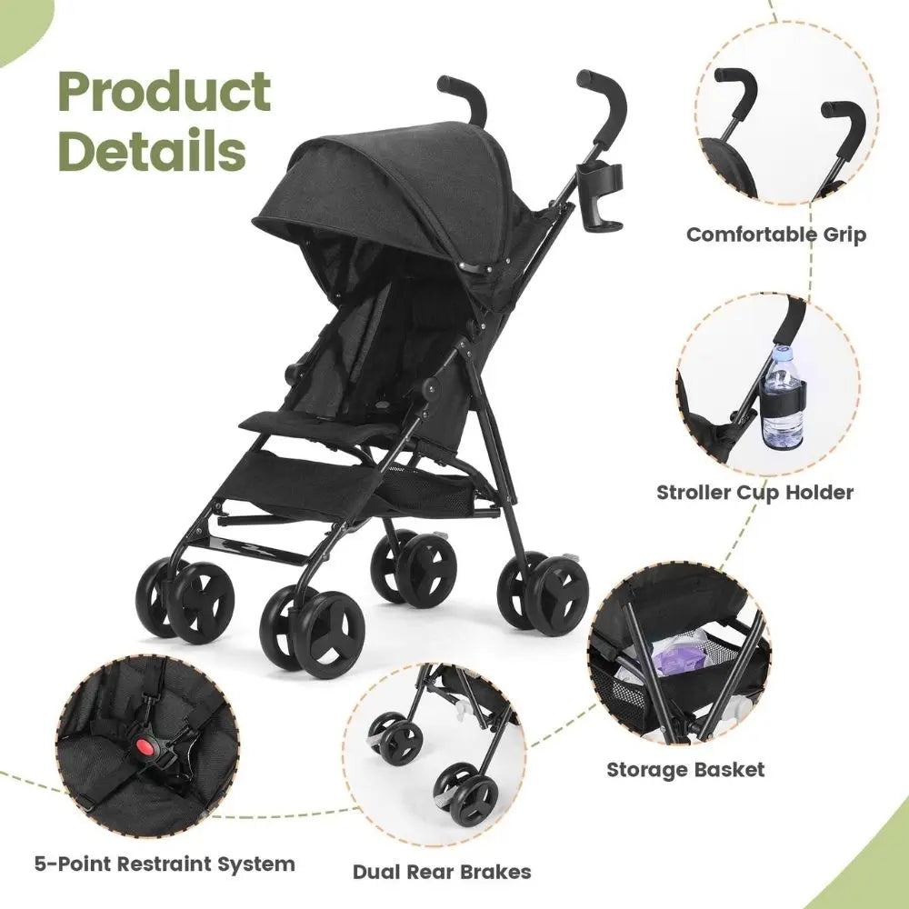 Umbrella Stroller Lightweight Travel Baby Stroller One Hand Foldable Canopy