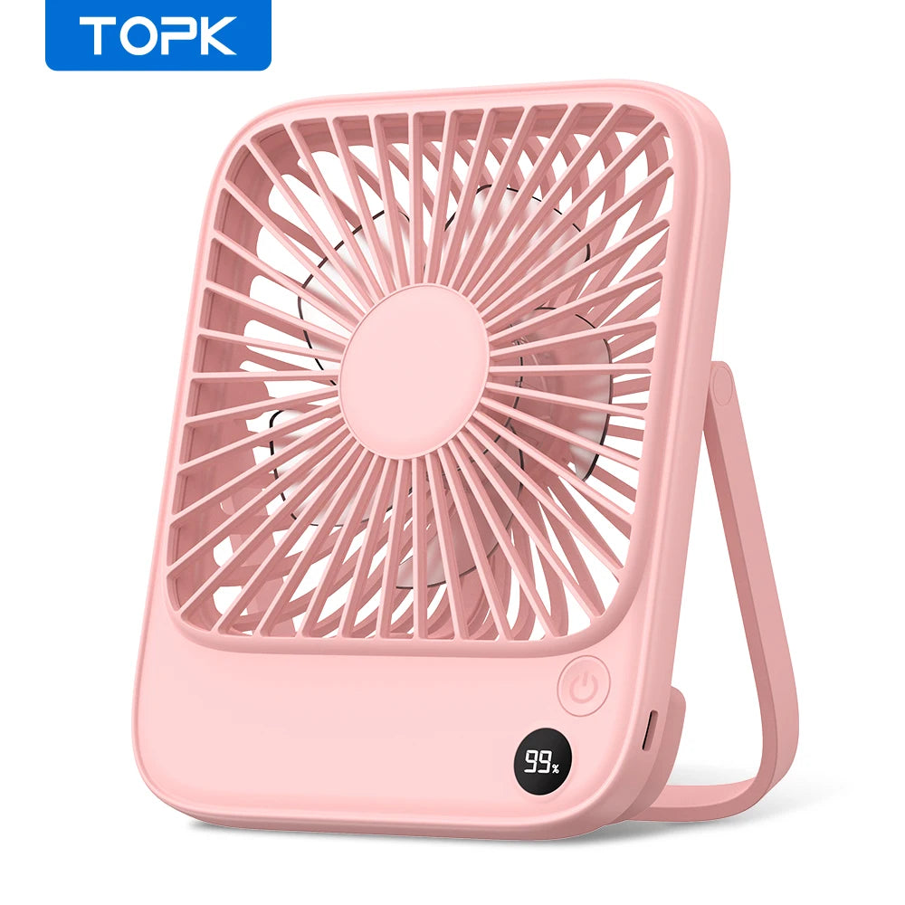Topk Rechargeable Portable Camping Desk Fan 2000mAh USB