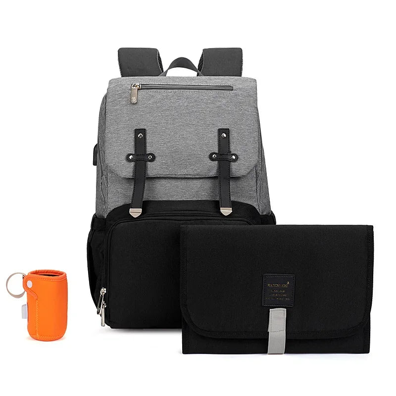 Multifunctional Baby Diaper Bag Backpack With Insulated Bottle Holder