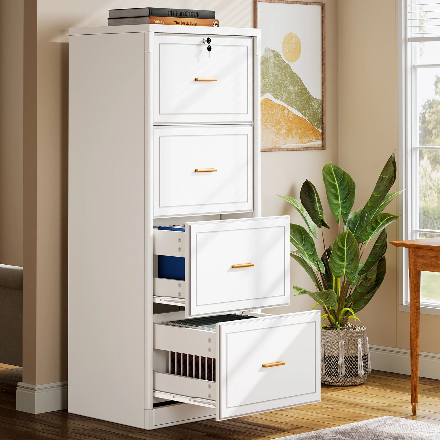 Tribesigns 4 Drawer File Cabinet With Lock For Home Office