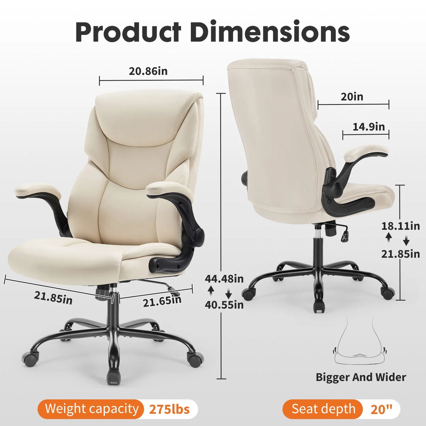 JHK Ergonomic Office Chair With Flip Up Armrests For Comfort