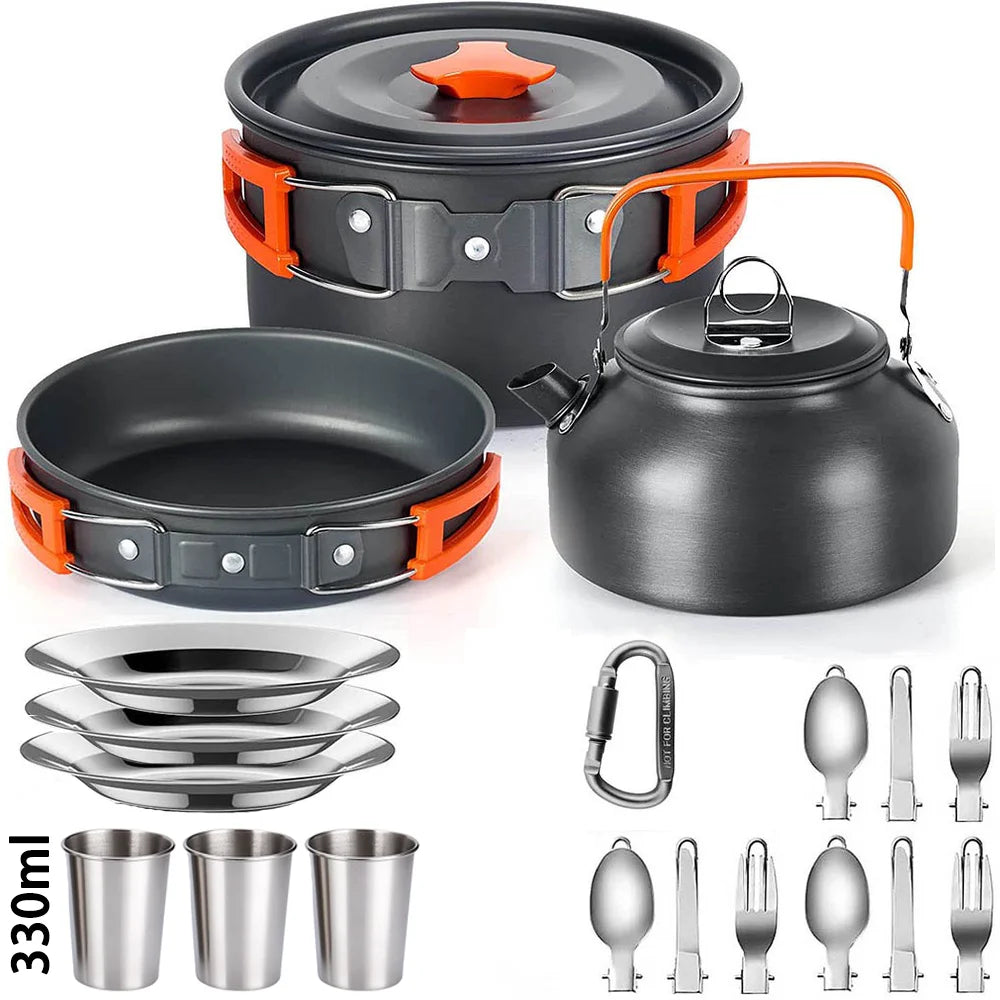 LISM Camping Cookware Set Teapot For 2-3 People Nonstick Pots
