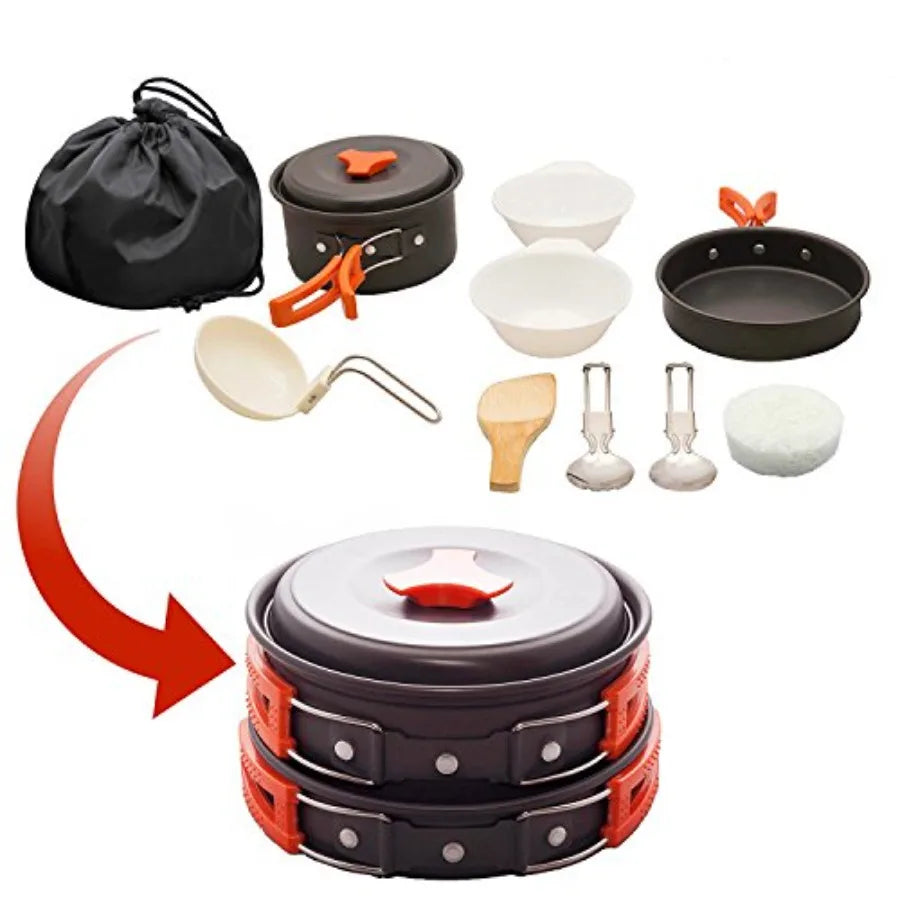Lightweight Camping Cookware Set Nonstick Pots Pans Utensils