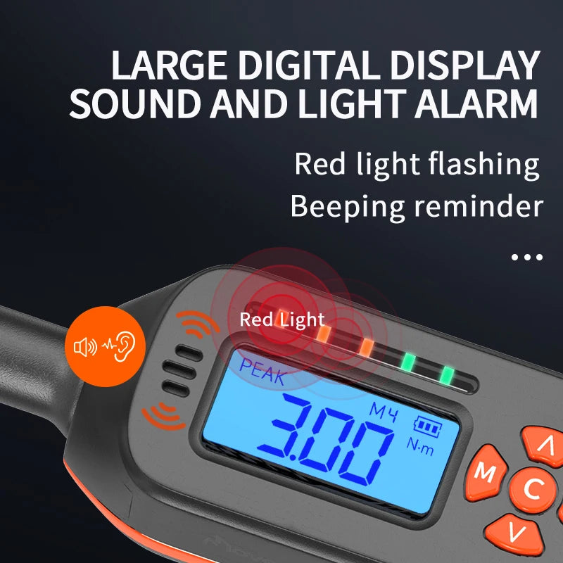 MoveCrab Digital Torque Wrench 1-340N.m 2 Percent Accuracy LED Alerts