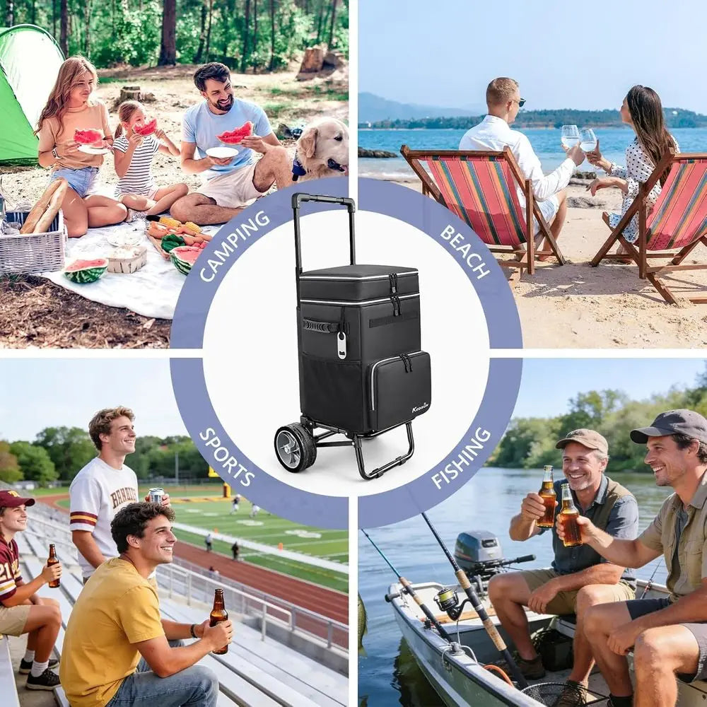 Collapsible Wheeled Cooler 250LB Capacity Beach Camping Fishing