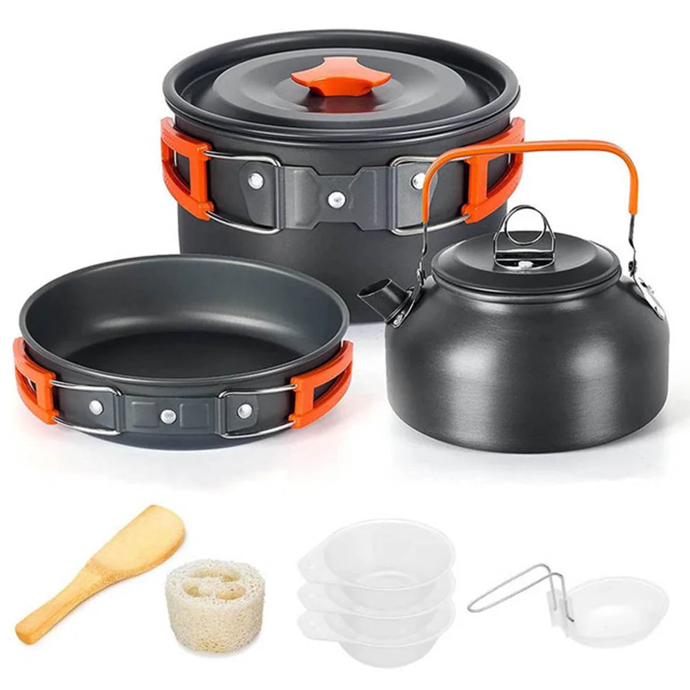 LISM Camping Cookware Set Teapot For 2-3 People Nonstick Pots