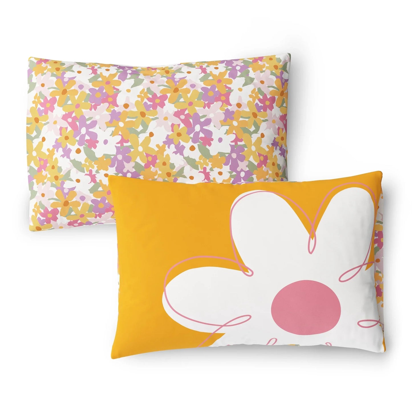 5 Piece Twin Size Daisy Pattern Reversible Comforter Complete Bedding Set Includes Matching Sheets Soft Comfortable Breathable All Season Cozy Bed Linens Stylish Bedroom Decor Easy Wash Durable Household Sleeping Essential Be