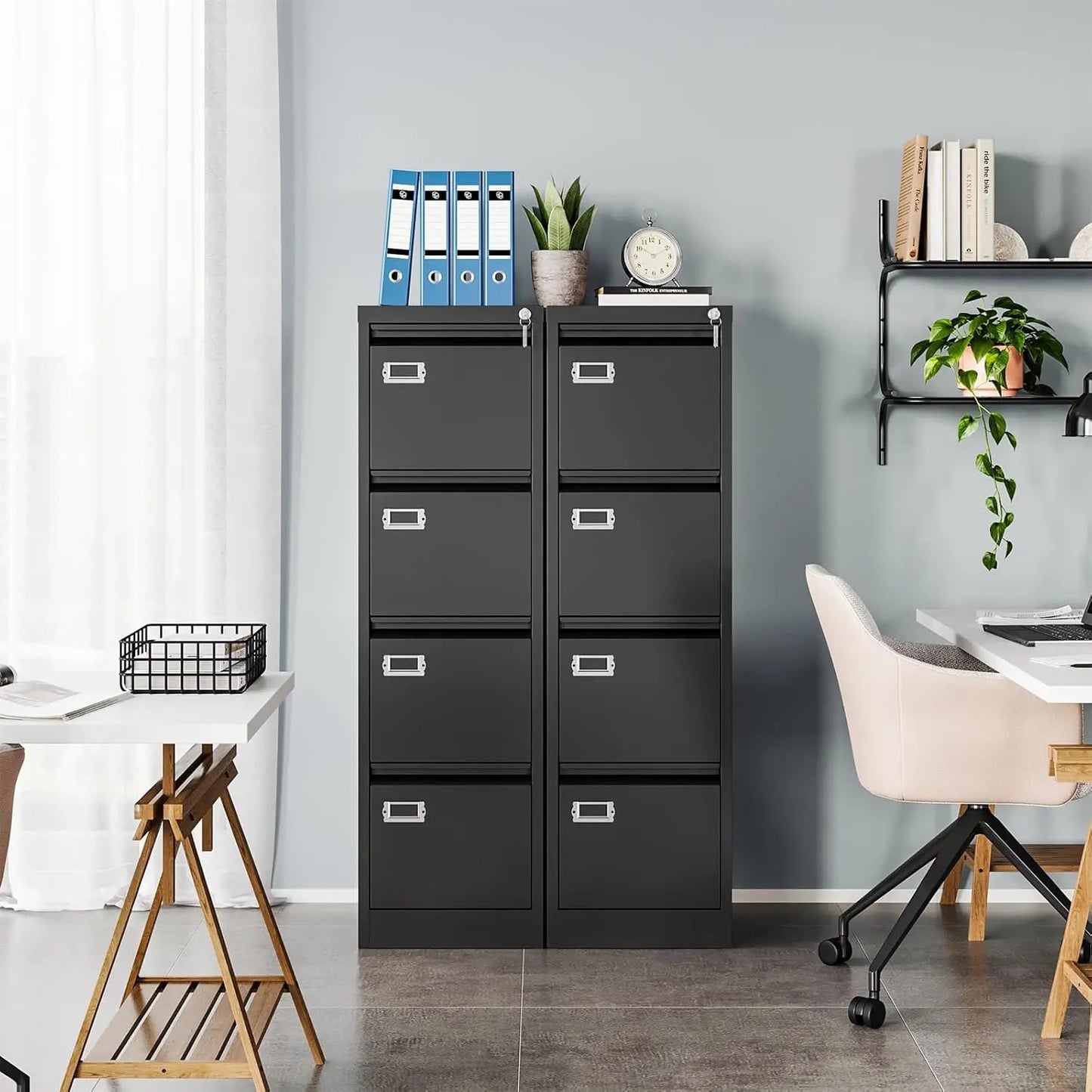 MIIKO 4 Drawer Filing Cabinet With Lock Metal Office Furniture