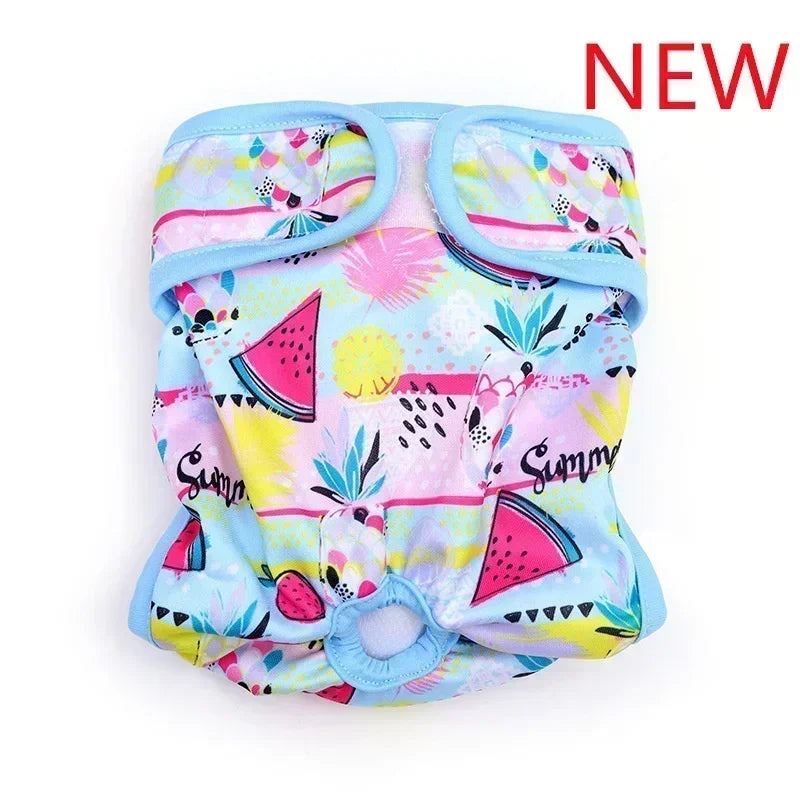 Washable Dog Diapers Cartoon Print Physiological Panties For Female Dogs