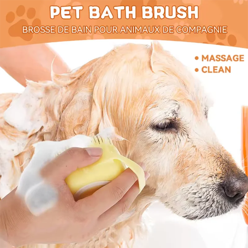LISM Bath Massage Brush For Pets Silicone Grooming Tools