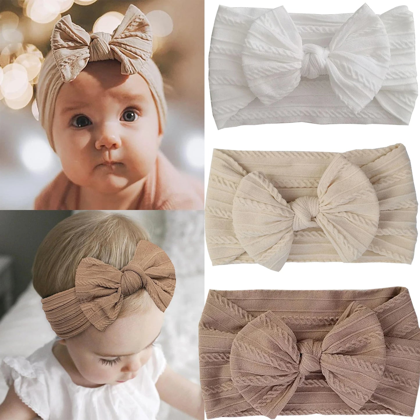 Solid Color Baby Headband Bow Nylon Hair Band Accessories