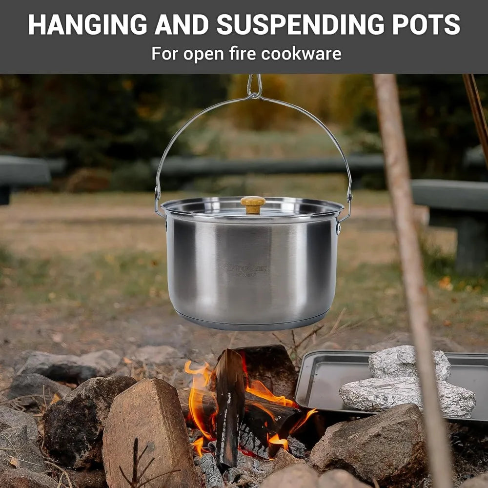 304 Stainless Steel Camping Cookware Set For Four To Six People With Tote