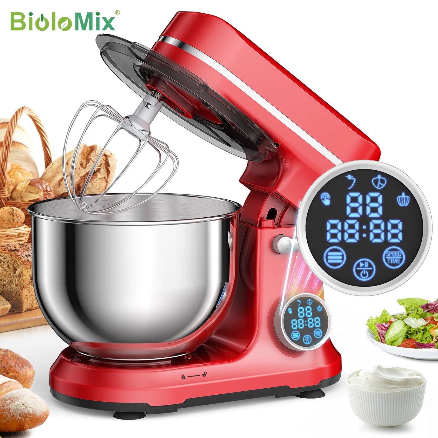 Biolomix 1200W Stand Mixer With 11-Speed DC Motor Pro