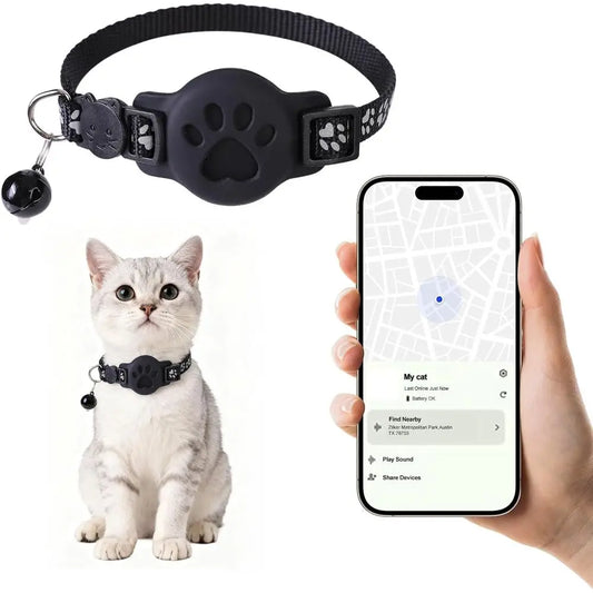 GPS Cat Collar Bluetooth Tracker Holder Breakaway for Small Cats iOS Find My