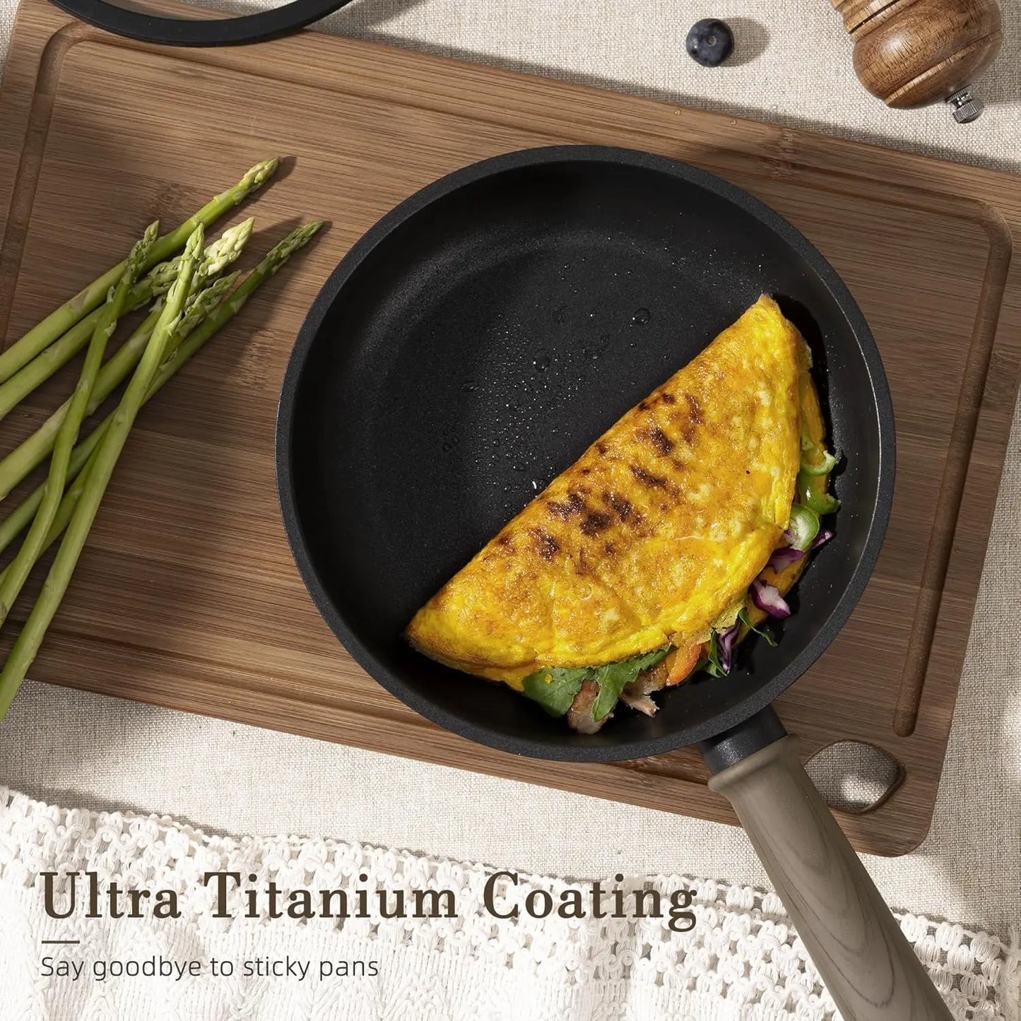 Non-Stick Titanium Cookware Set PFAS-Free Induction Compatible 19-Piece