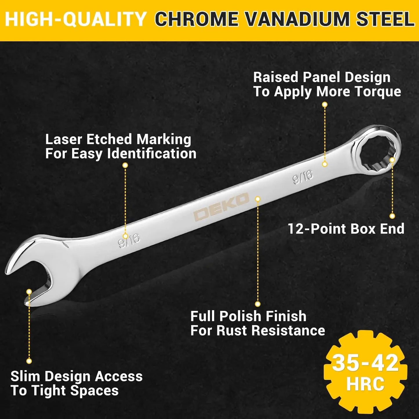 DEKOPRO 30 Piece SAE And Metric Combination Wrench Set