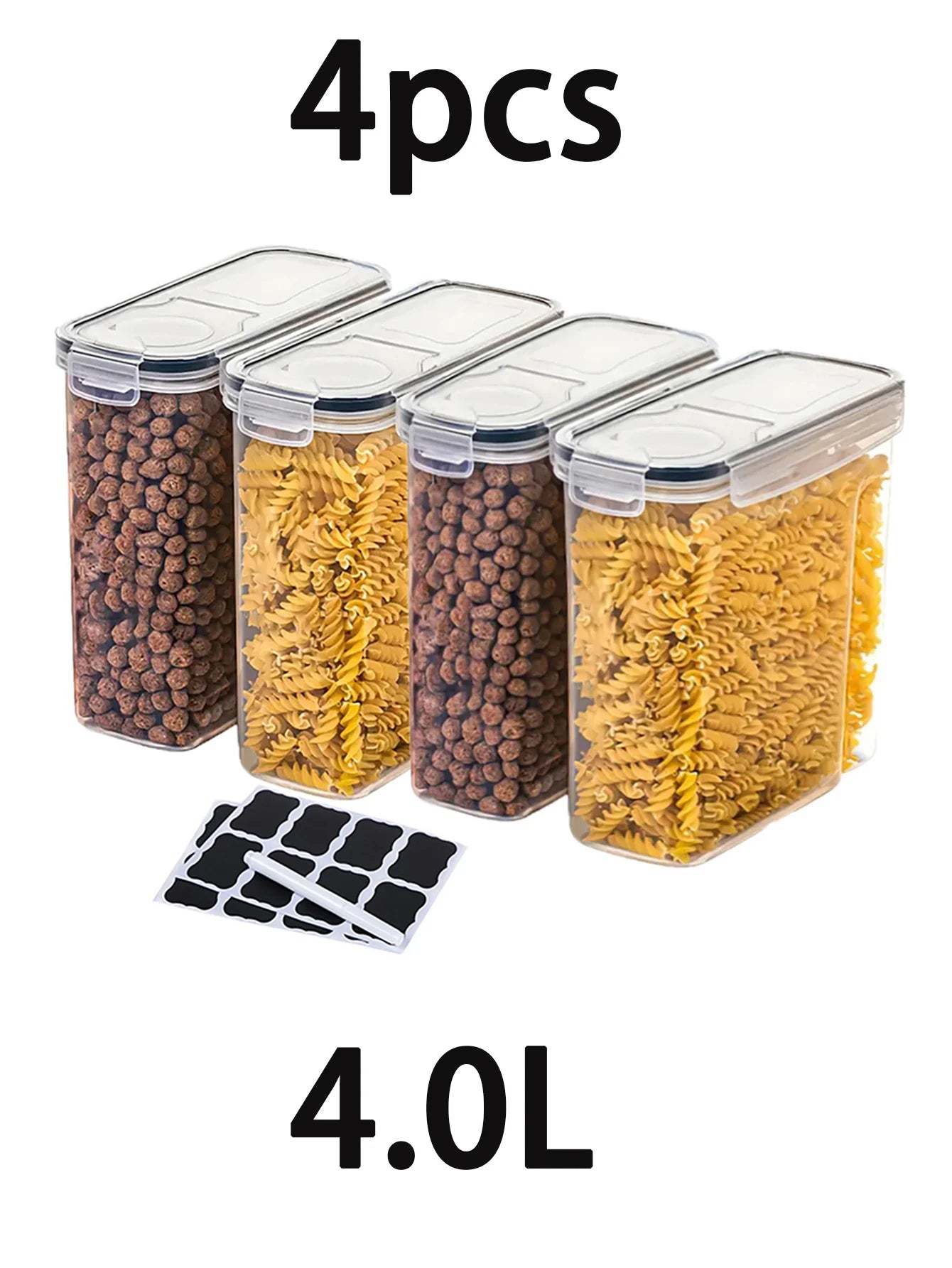 4 Pack Large Food Storage Containers For Kitchen Pantry Organization