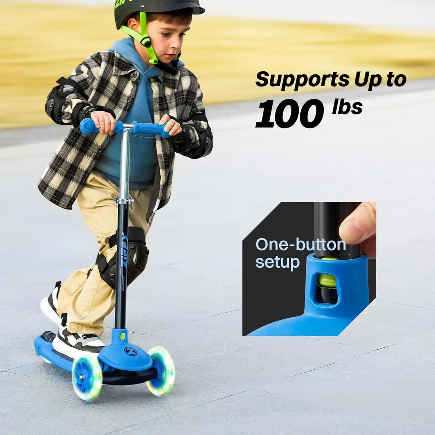Joyfy Kids 3 Wheel Scooter LED Light Up Wheels Gift For Boys And Girls