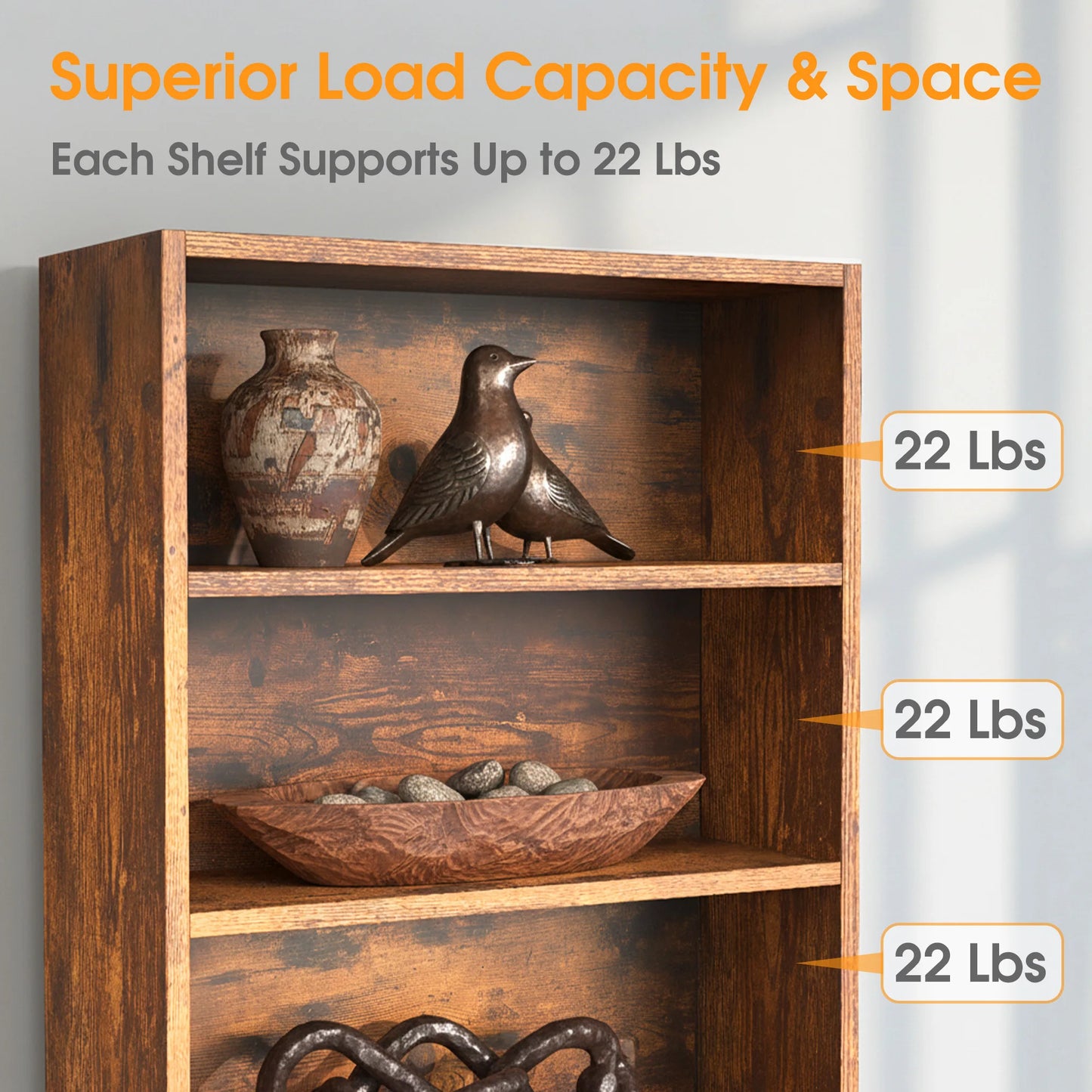 MCQ 6 Shelf Wooden Bookcase With Open Shelf Organizer