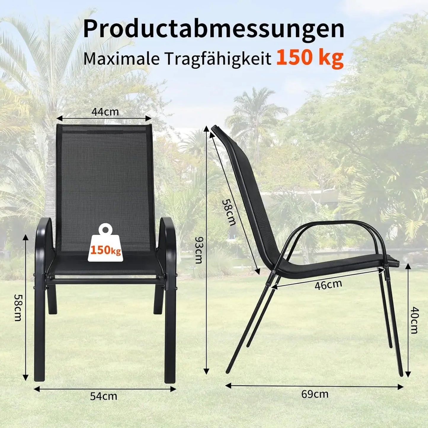 Homfa Folding Garden Chairs Steel Iron Teslin Fabric High Back