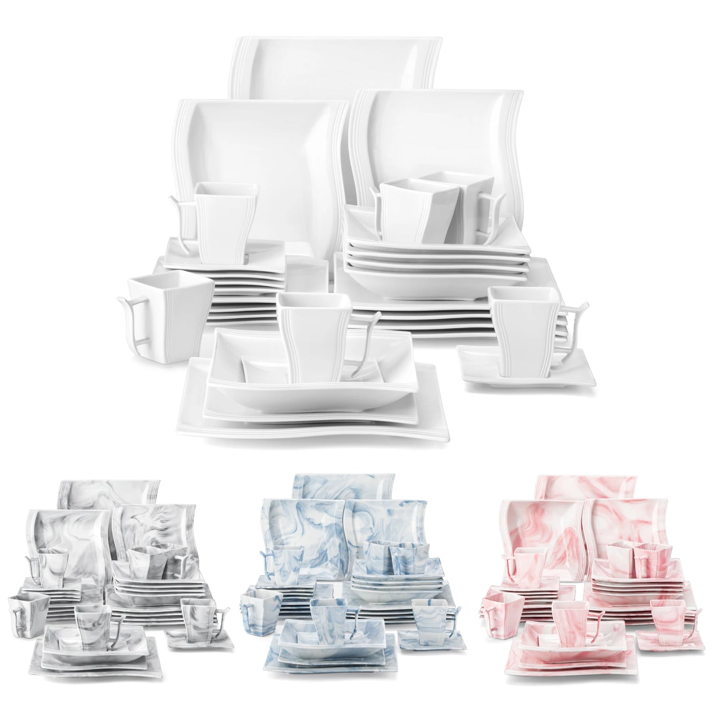MALACASA Porcelain Dinnerware Set for Everyday Use