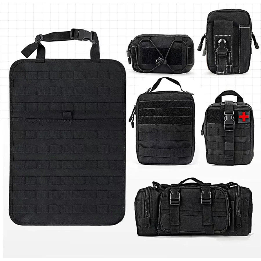 Car Back Seat Organizer 6 In 1 Tactical Hanging Storage 600D Oxford