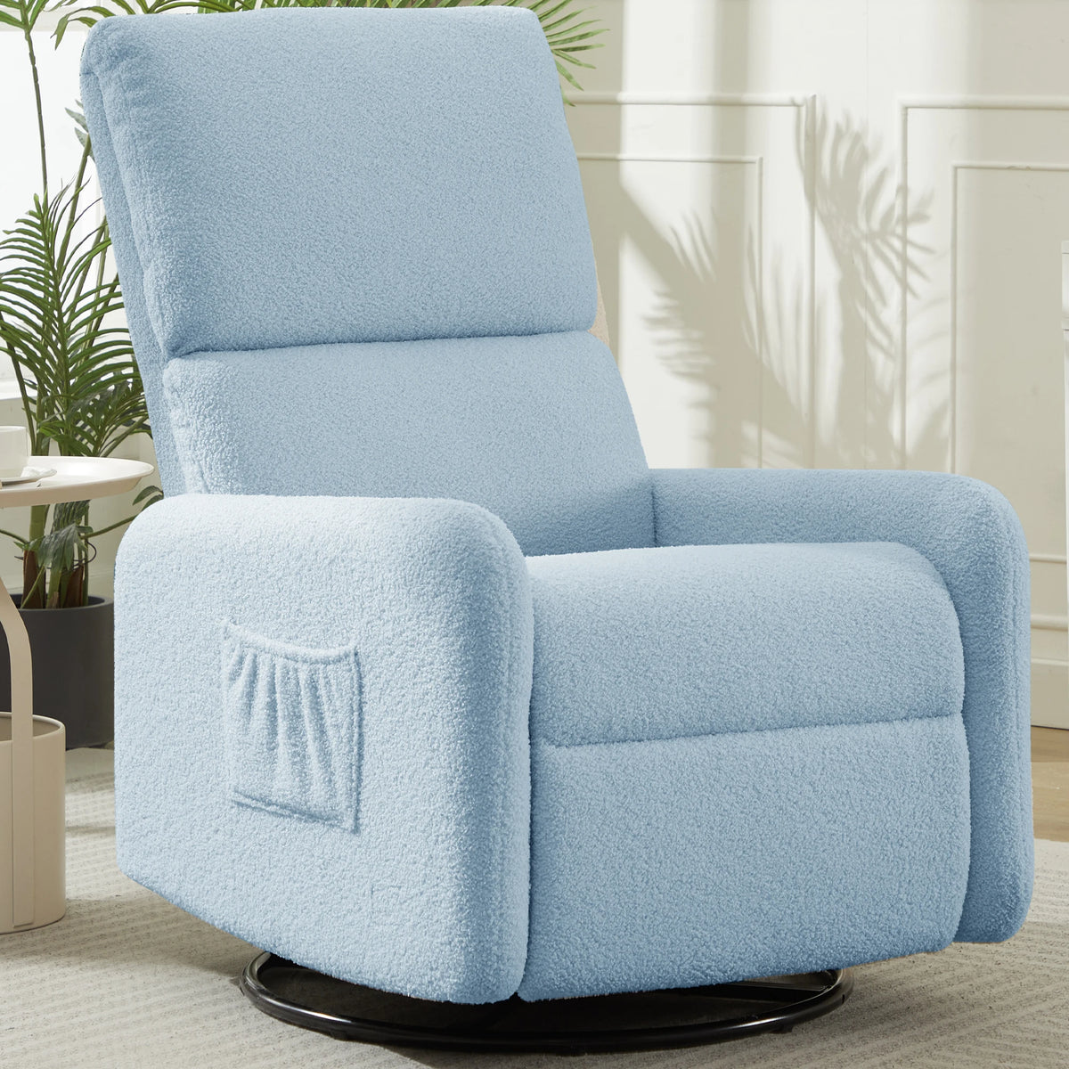 Korser Sherpa 360 Degree Swivel Glider Chair, Rocking Armchair with Side Pocket, Compact Furniture for Small Spaces Living Room