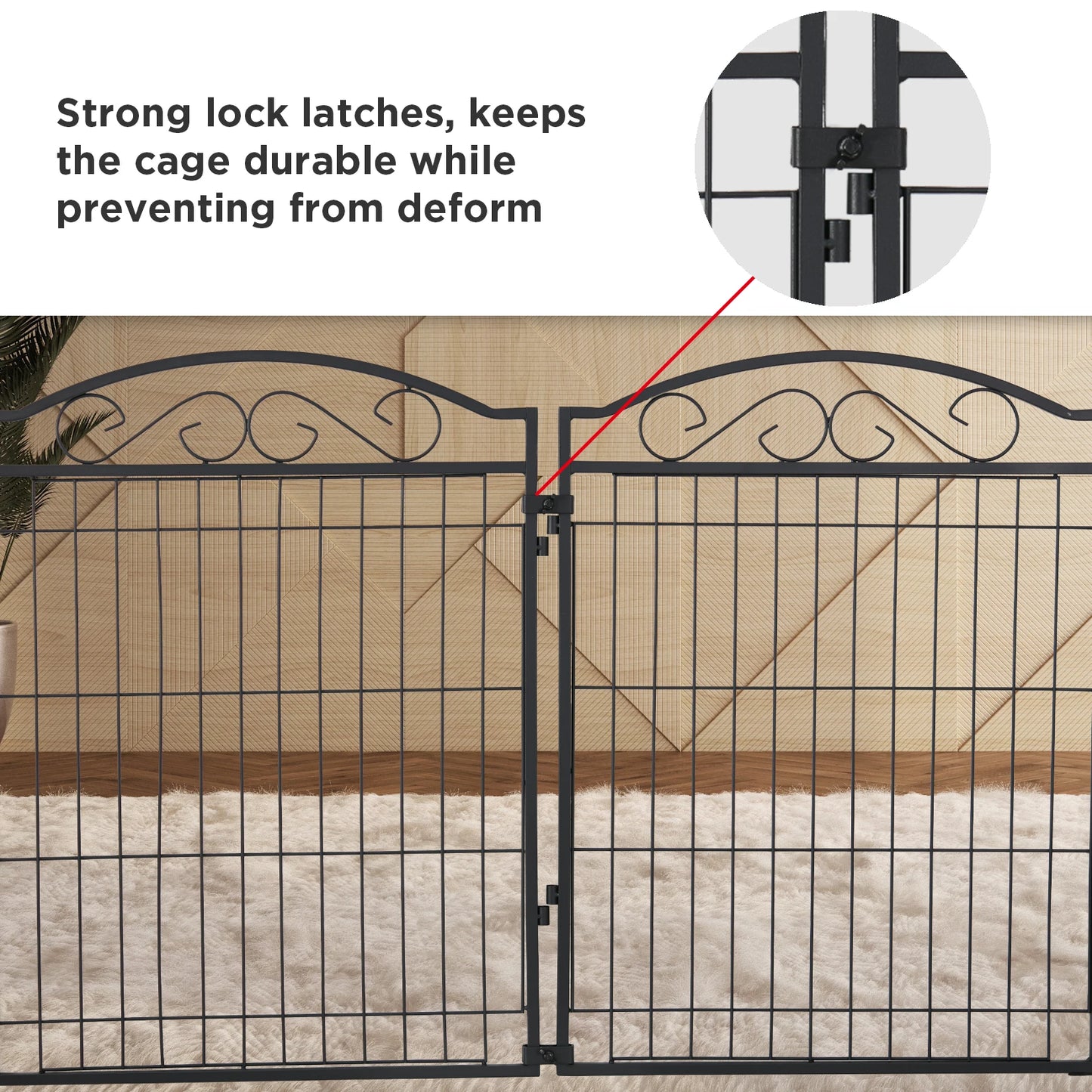 BINGOPAW Heavy Duty Dog Playpen Foldable 8 Panels With Gate