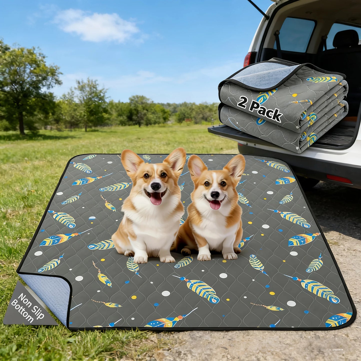 4/2 Pack Washable Dog Pee Pads Ultra Absorbent Leak Proof