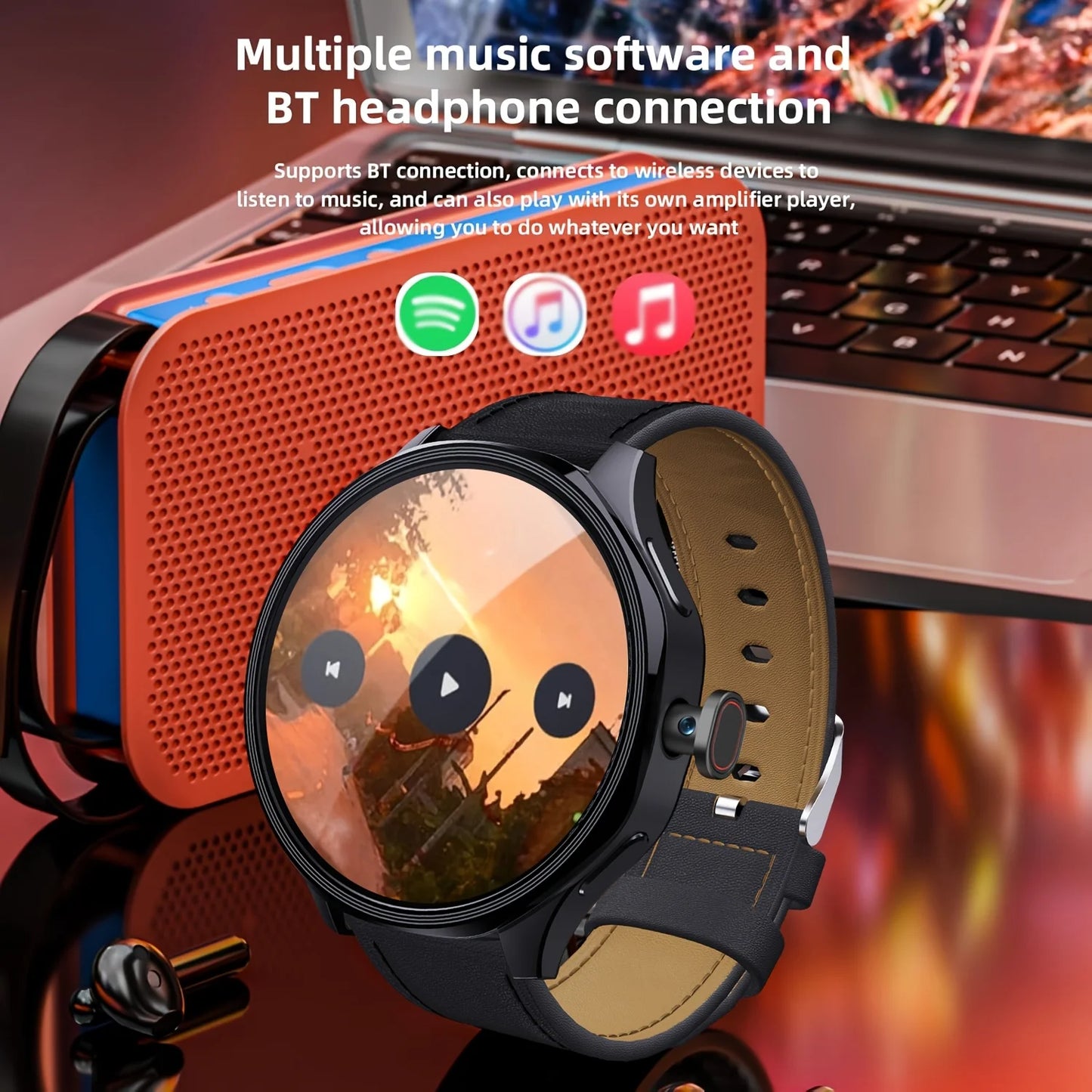 W&O Android 4G Smartwatch With AMOLED Display GPS Rotating Camera