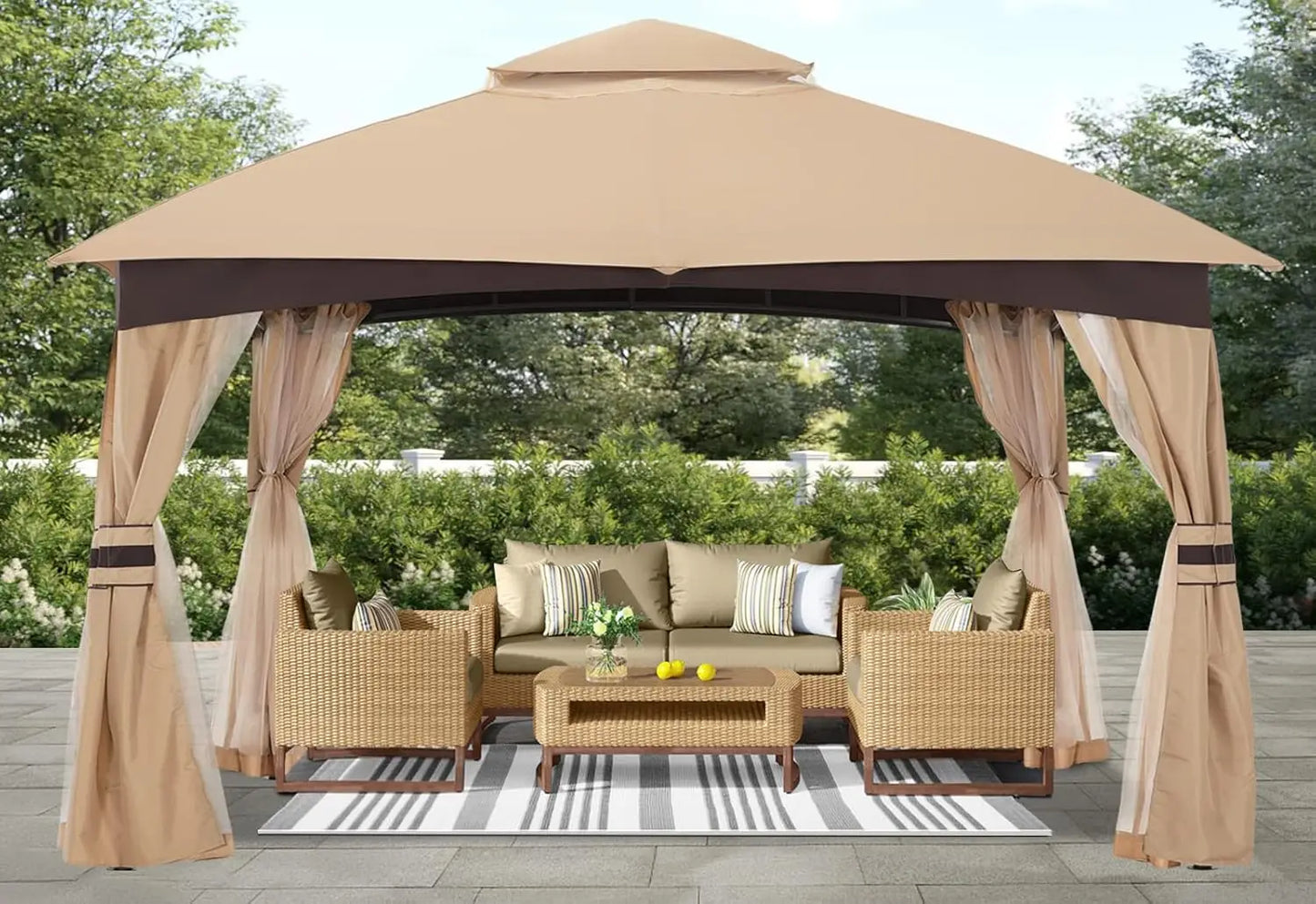 Outdoor Gazebo With Mosquito Netting For Patio Garden