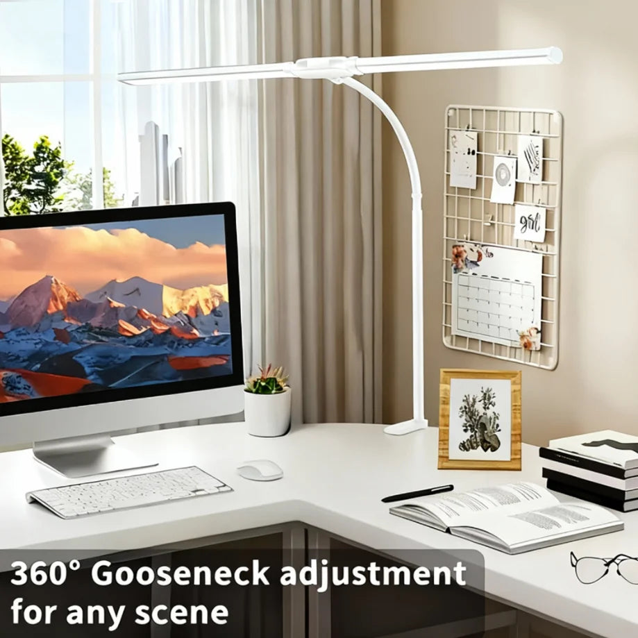 DUMILOO Dual LED Desk Lamp Clip On Dimmable Reading Light