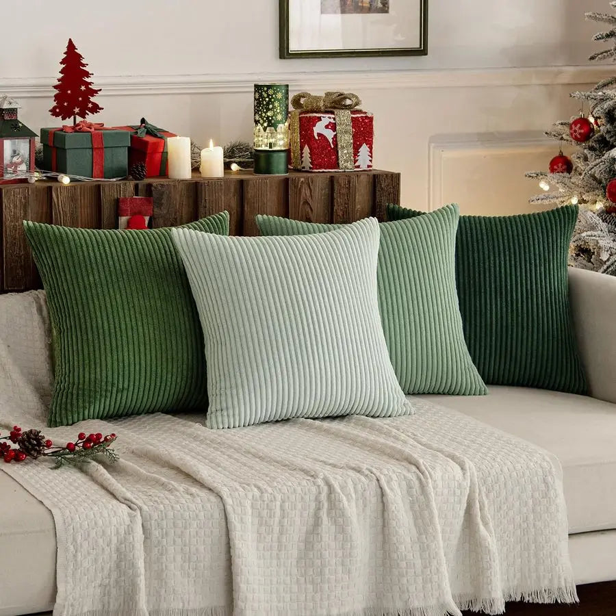 Boho Farmhouse Corduroy Throw Pillow Covers Set Of 4