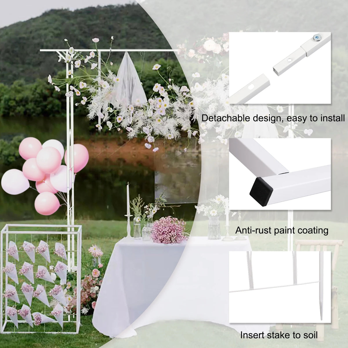 Metal Garden Arch Outdoor Arbor Iron Pergola Wedding Decoration