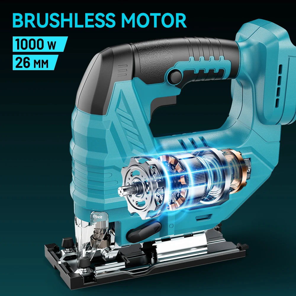 YEARTOP 7 Speed Brushless Cordless Jigsaw 18V Woodworking Tool